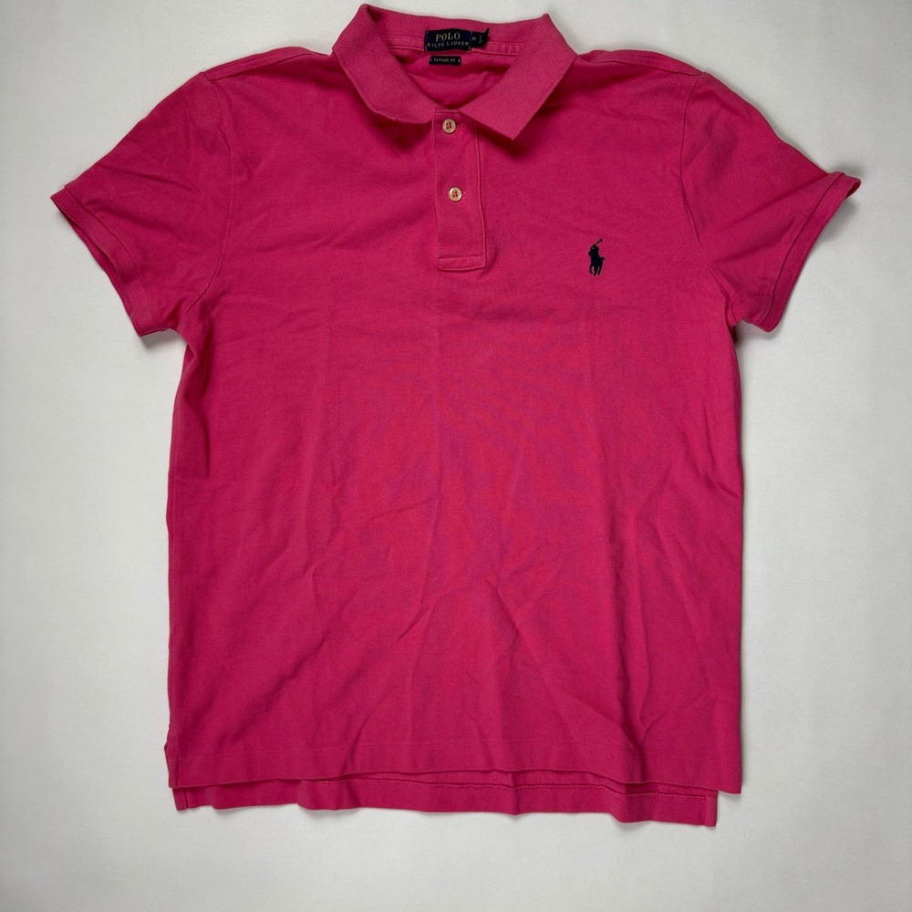 Polo Ralph Lauren Mens Classic Fit Pink Cotton Pique Short Sleeve Polo Shirt M